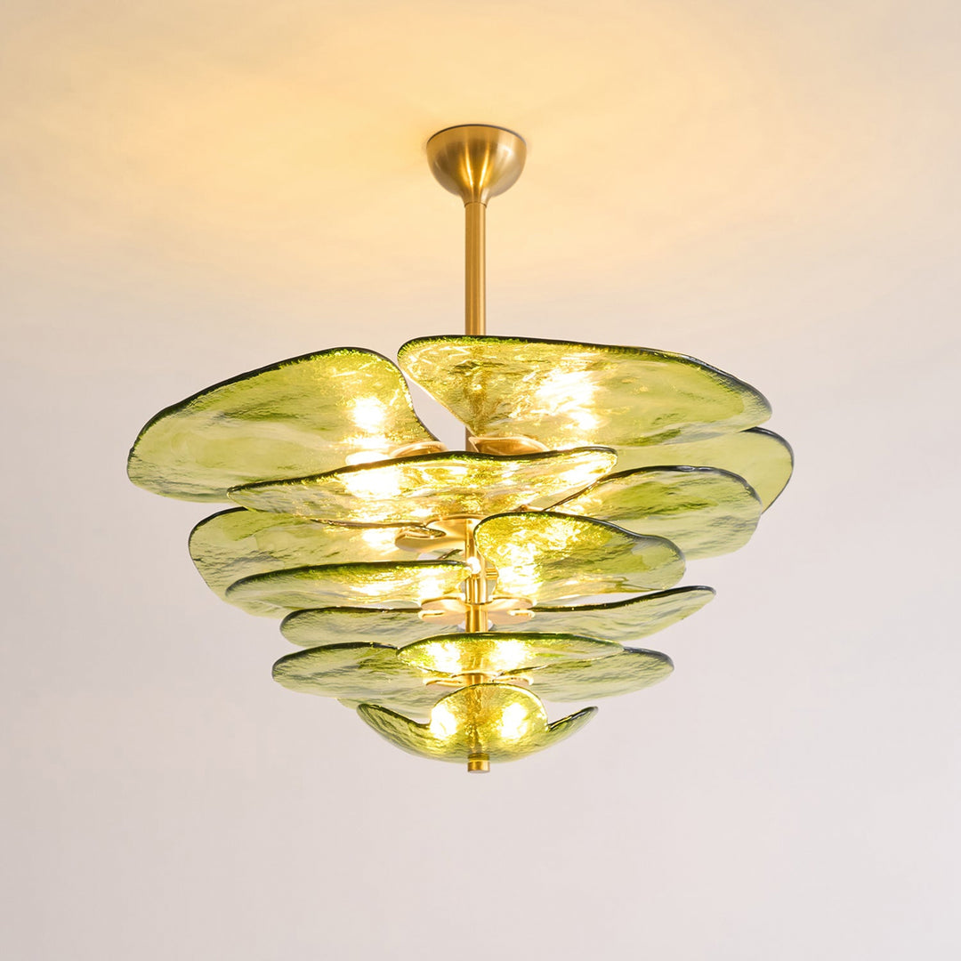 Lotus Leaf Layered Glass Chandelier