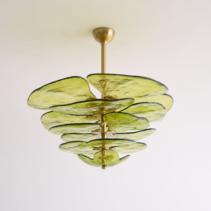 Lotus Leaf Layered Glass Chandelier