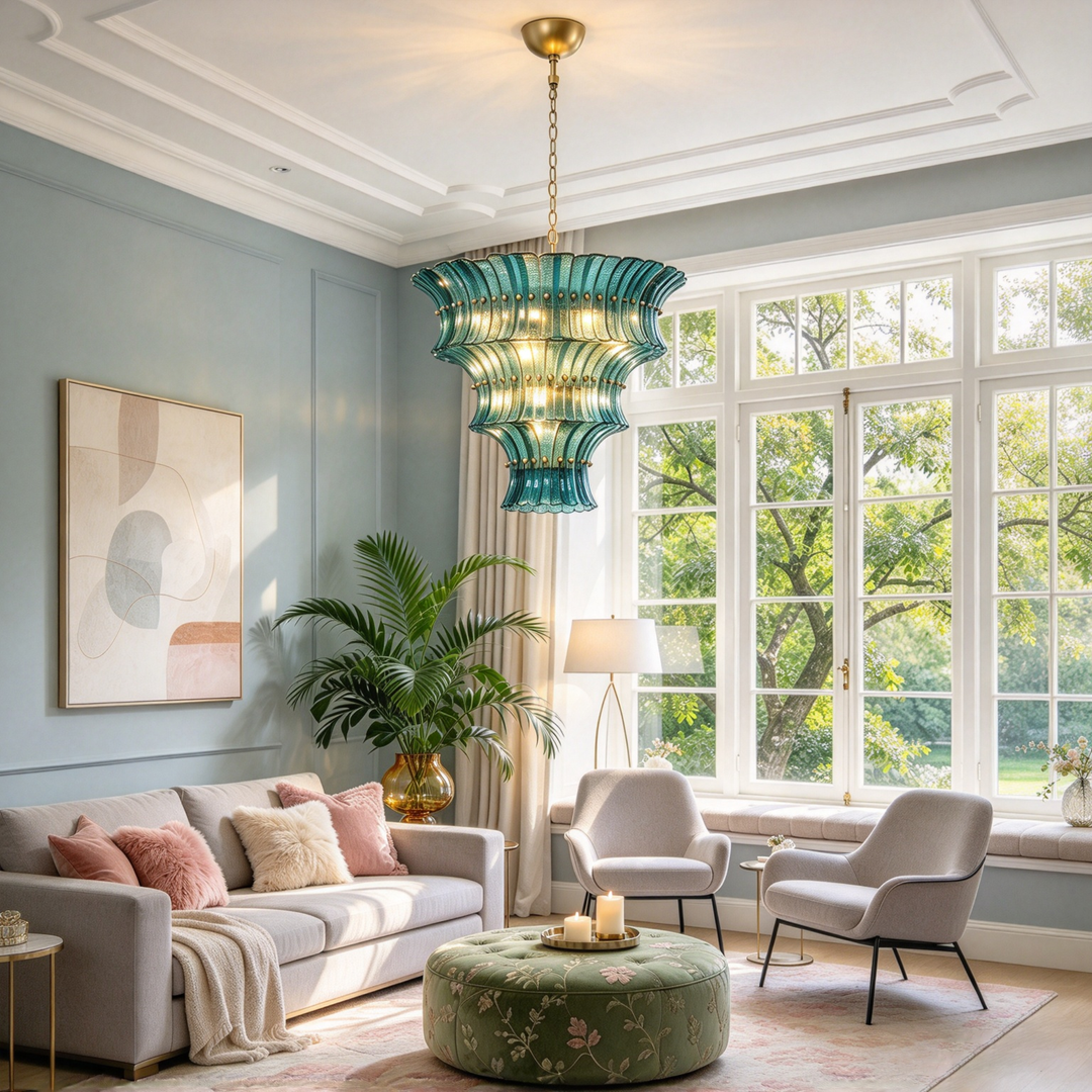 Marisol Tiered Fluted Glass Chandelier