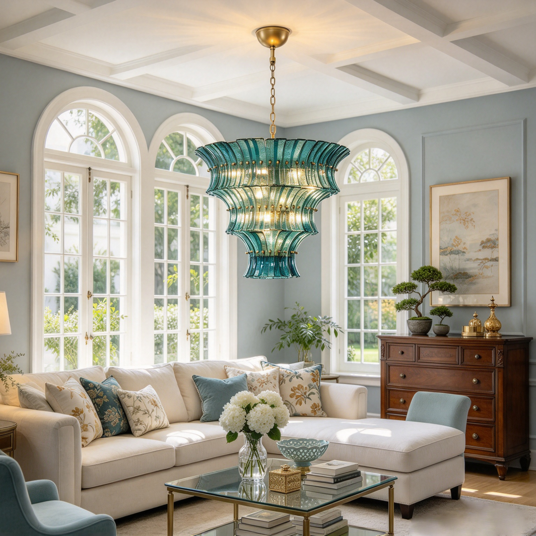 Marisol Tiered Fluted Glass Chandelier