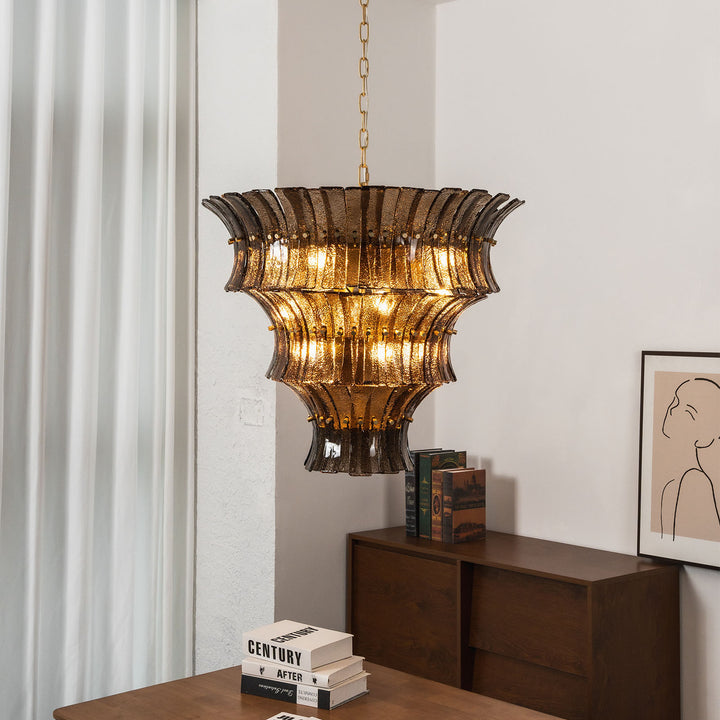 Marisol Tiered Fluted Glass Chandelier