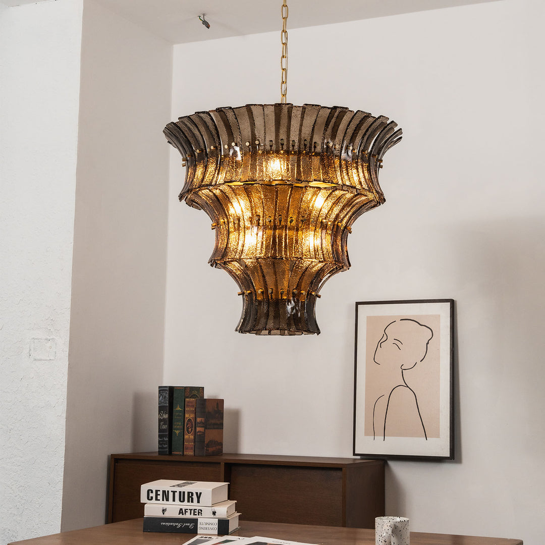 Marisol Tiered Fluted Glass Chandelier