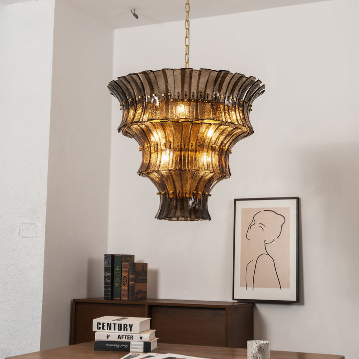Marisol Tiered Fluted Glass Chandelier