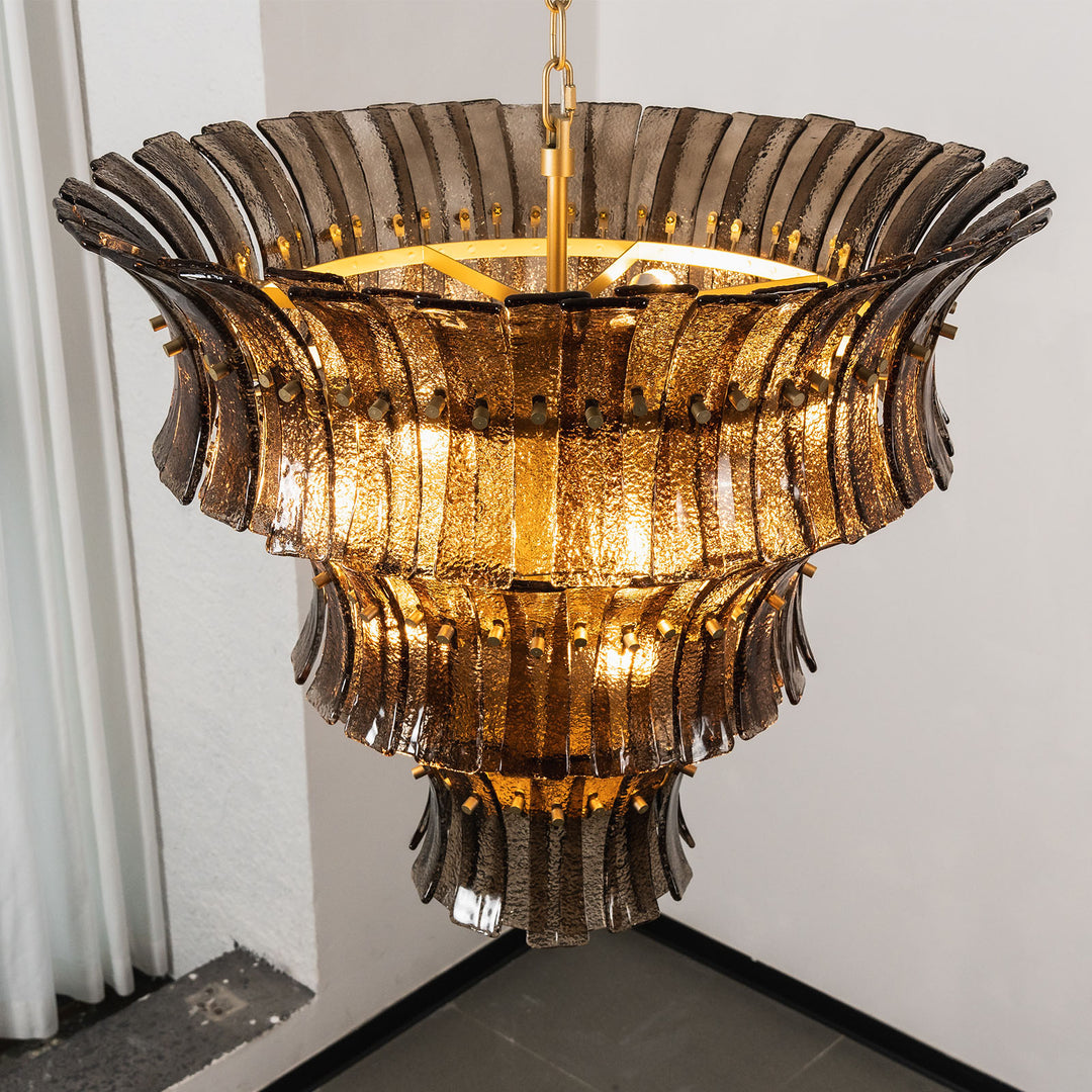 Marisol Tiered Fluted Glass Chandelier