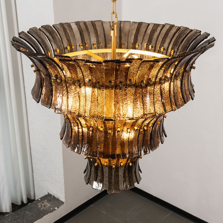 Marisol Tiered Fluted Glass Chandelier