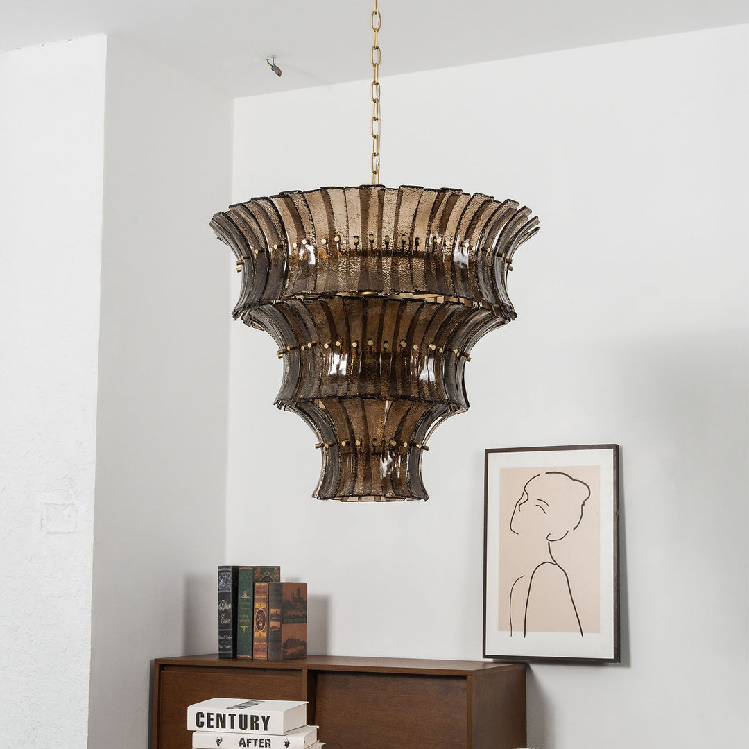 Marisol Tiered Fluted Glass Chandelier