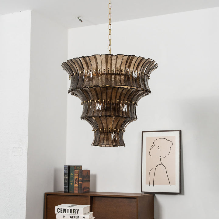 Marisol Tiered Fluted Glass Chandelier