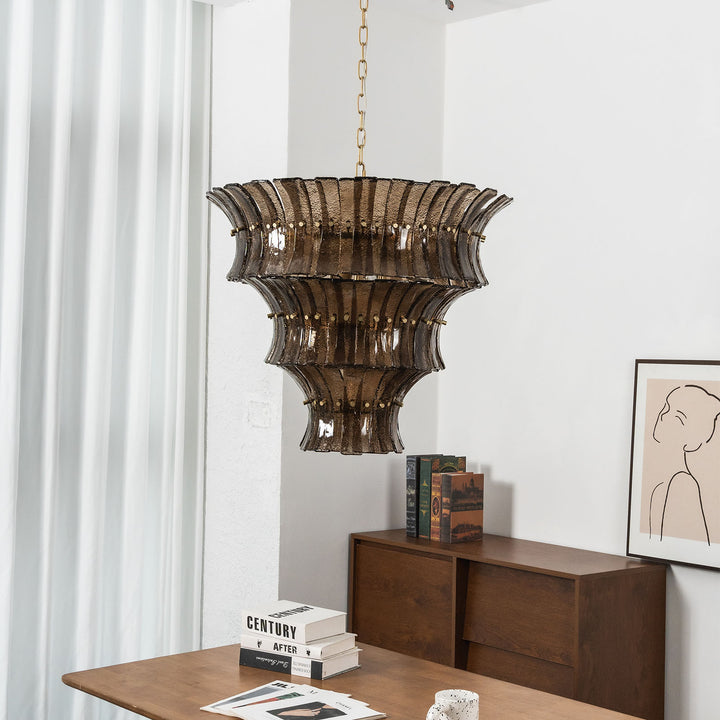 Marisol Tiered Fluted Glass Chandelier