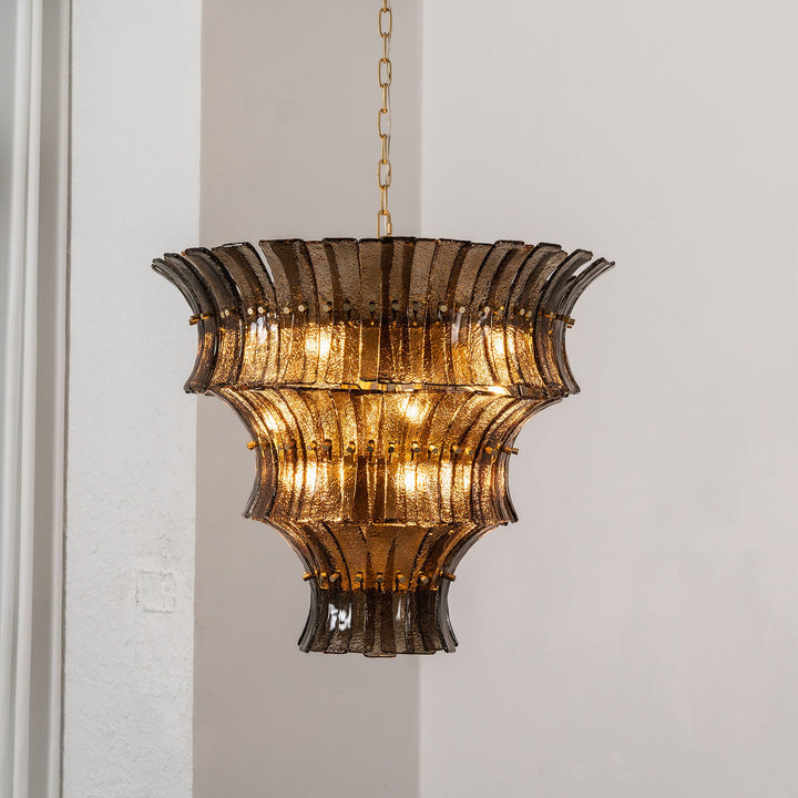 Marisol Tiered Fluted Glass Chandelier