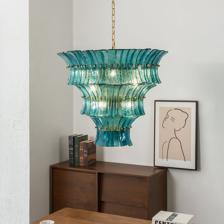Marisol Tiered Fluted Glass Chandelier