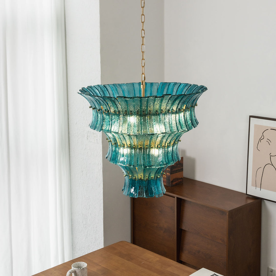 Marisol Tiered Fluted Glass Chandelier