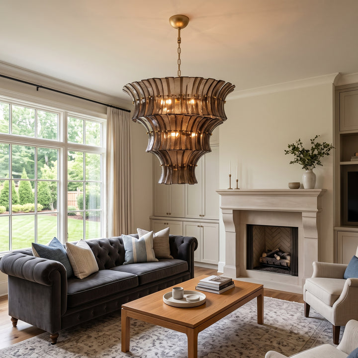Marisol Tiered Fluted Glass Chandelier