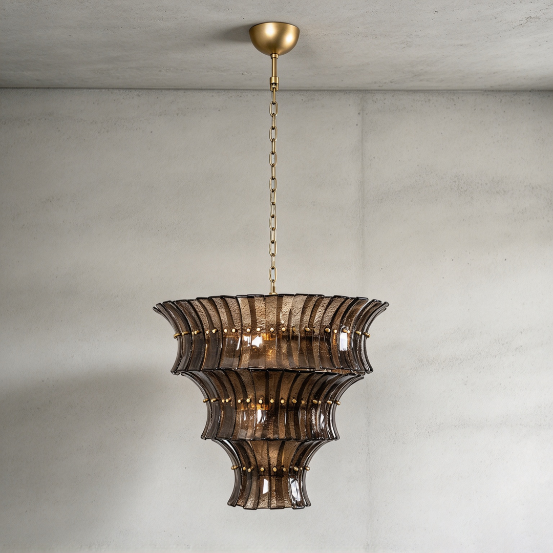 Marisol Tiered Fluted Glass Chandelier