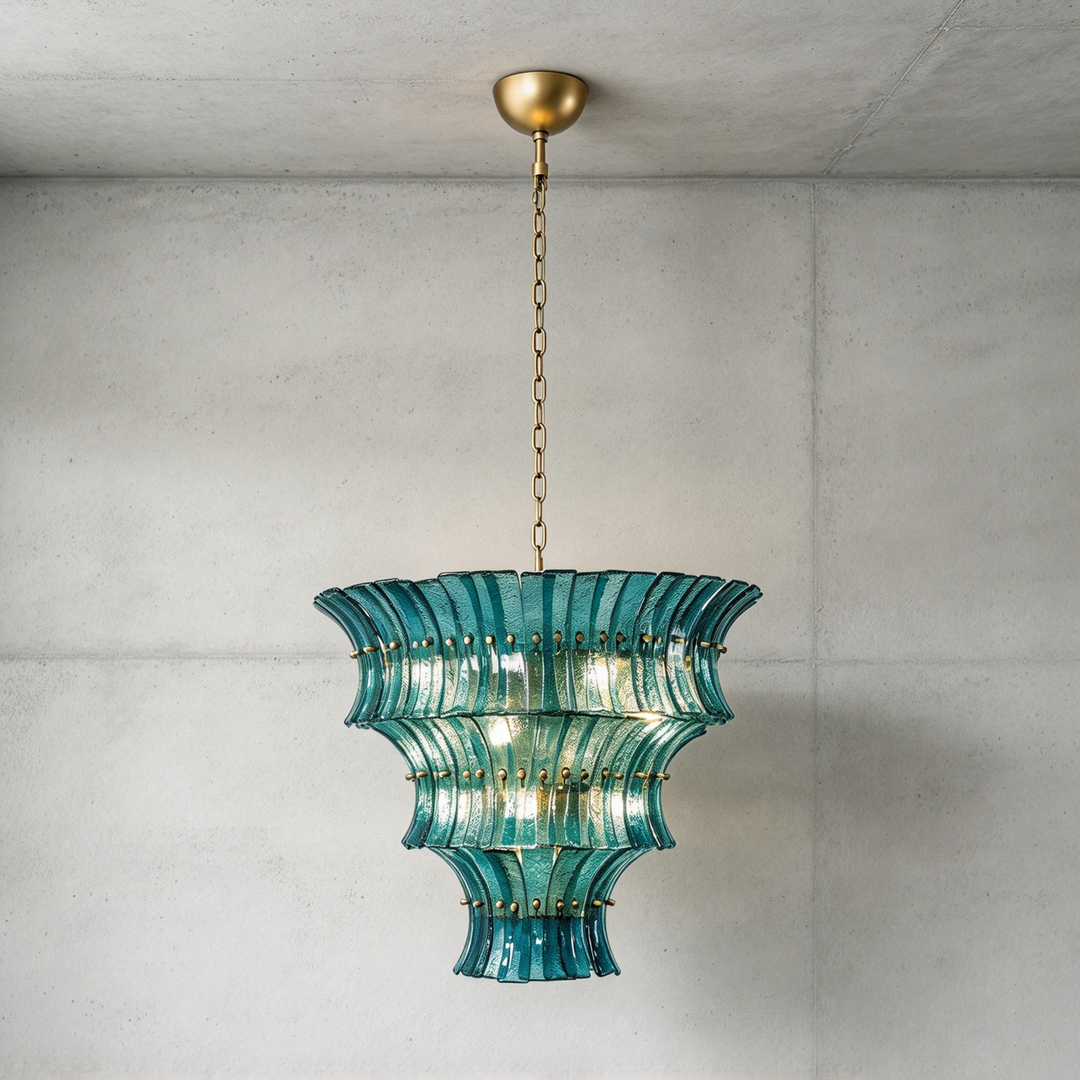 Marisol Tiered Fluted Glass Chandelier