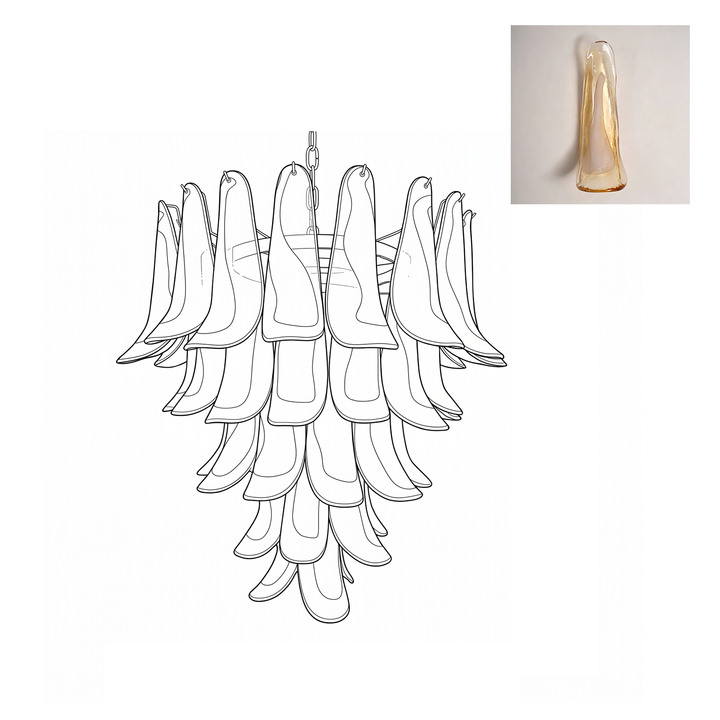 Mid Century Petals Murano Chandelier