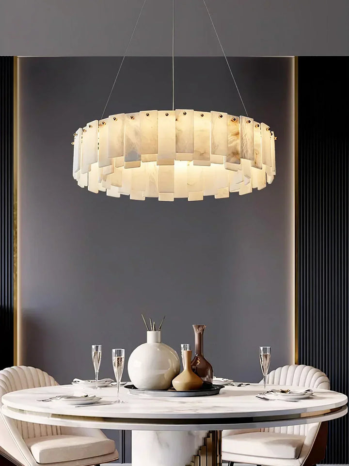 Modern Alabaster Celestial Round Chandelier - view 3 | Woorglamp