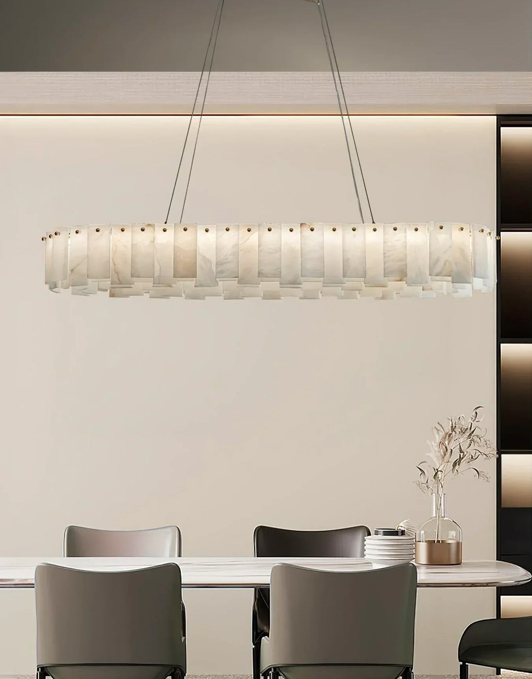 Modern Alabaster Celestial Round Chandelier - view 4 | Woorglamp