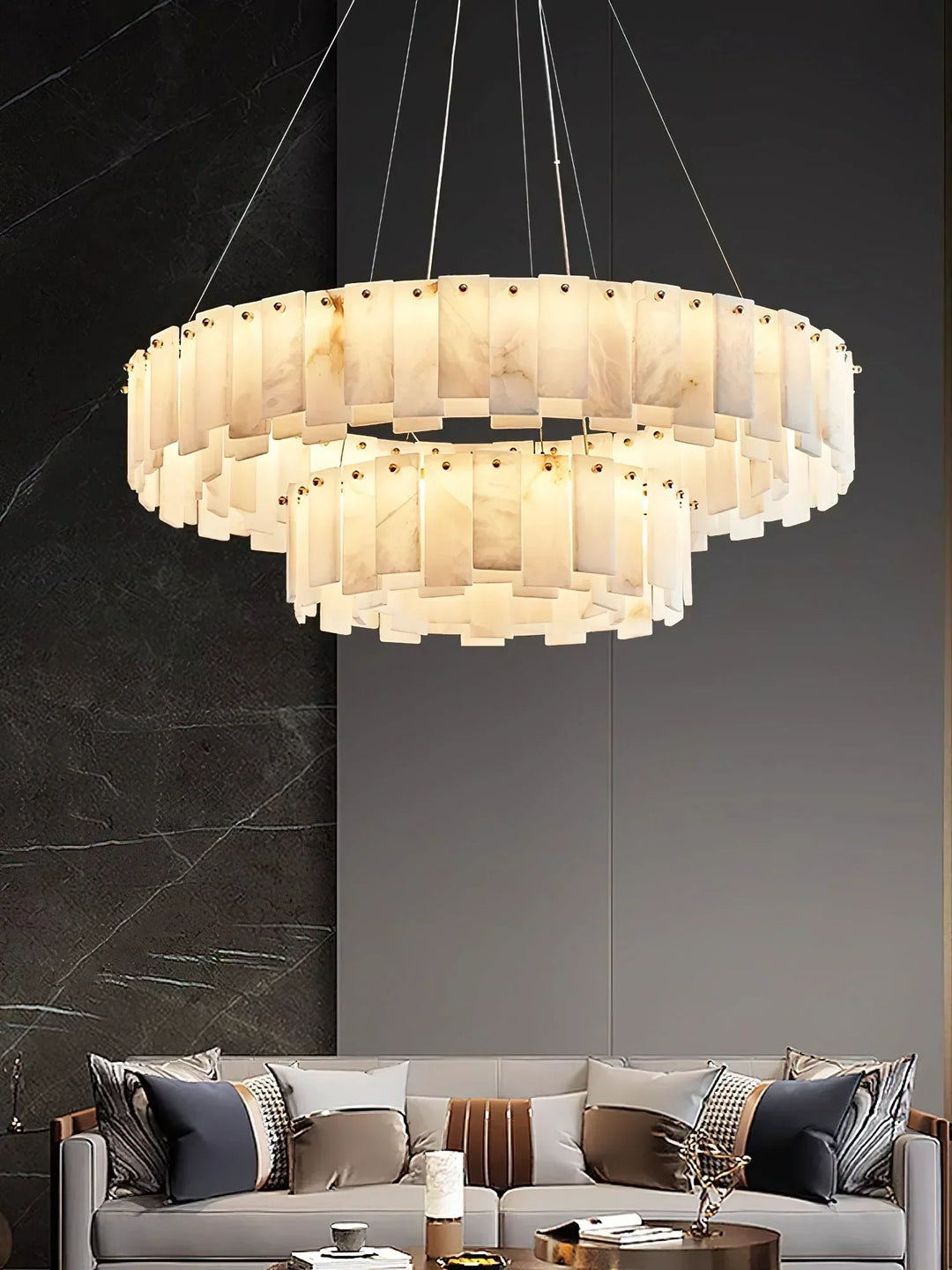 Modern Alabaster Celestial Round Chandelier - view 10 | Woorglamp