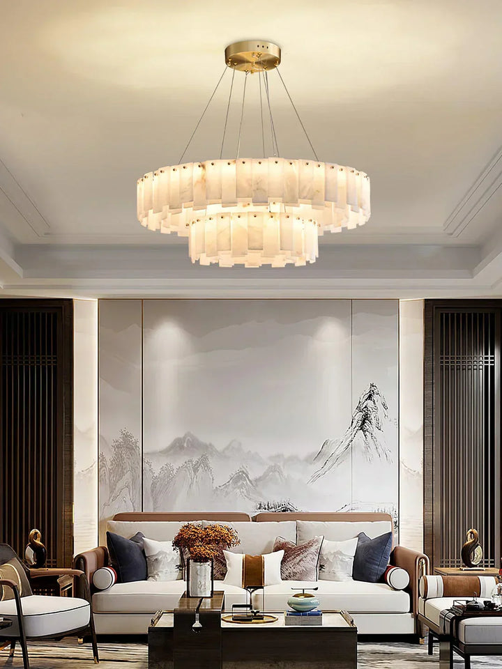 Modern Alabaster Celestial Round Chandelier - view 18 | Woorglamp