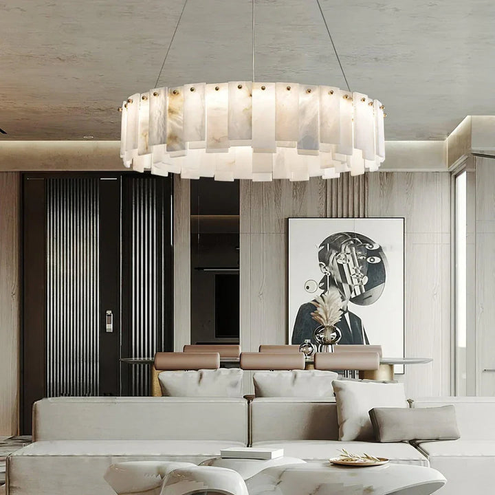 Modern Alabaster Celestial Round Chandelier - view 8 | Woorglamp