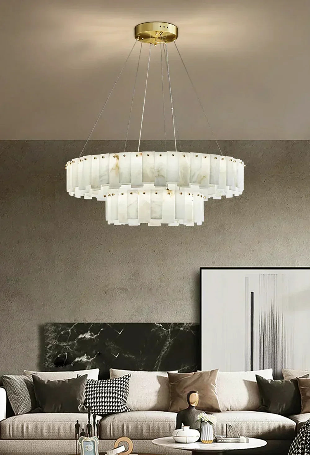Modern Alabaster Celestial Round Chandelier - view 15 | Woorglamp