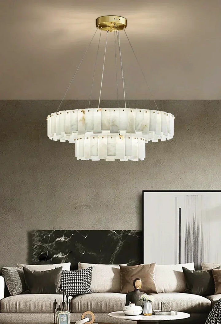 Modern Alabaster Celestial Round Chandelier - view 15 | Woorglamp