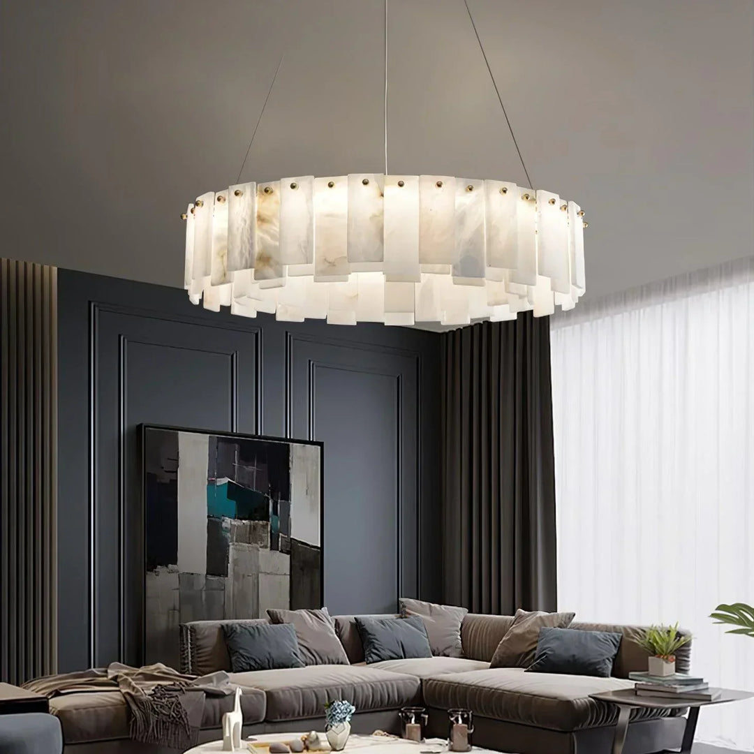 Modern Alabaster Celestial Round Chandelier - view 7 | Woorglamp
