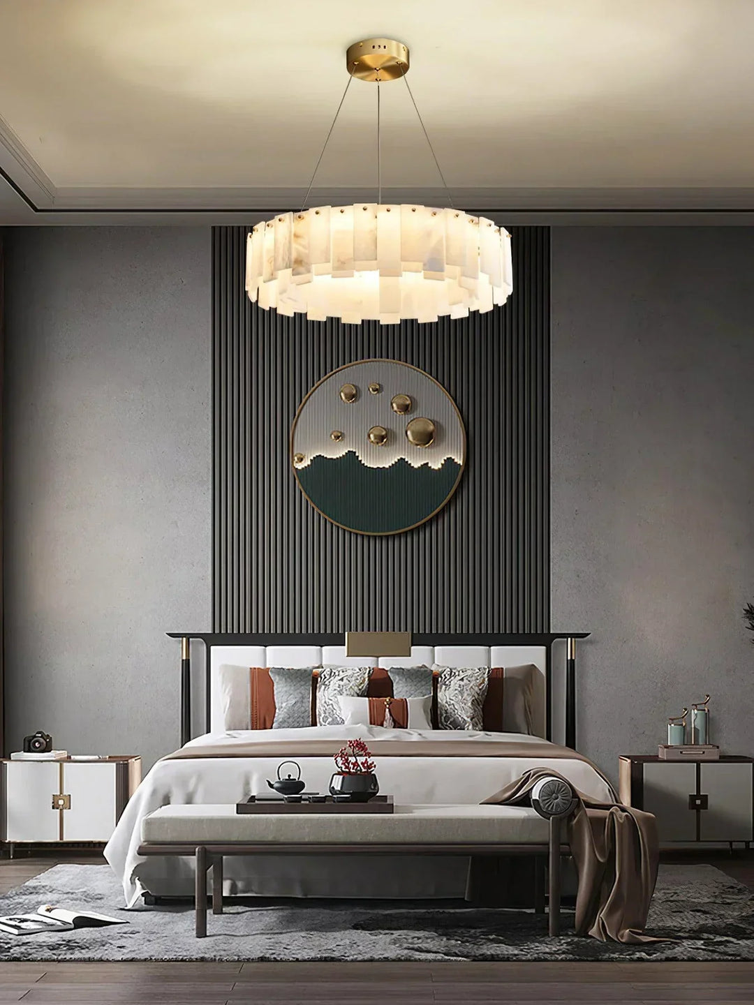 Modern Alabaster Celestial Round Chandelier - view 13 | Woorglamp