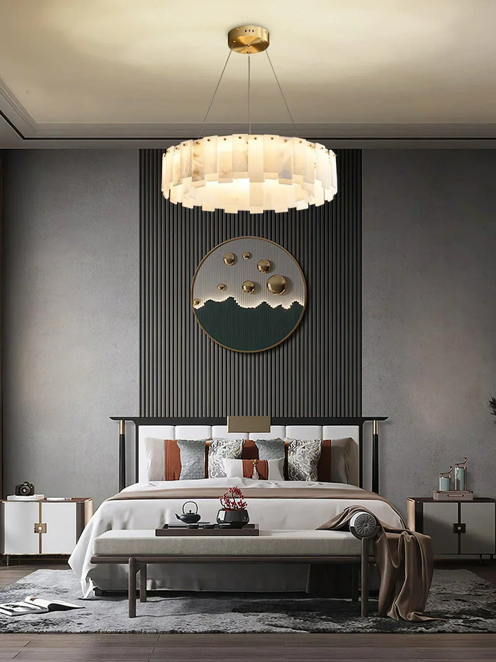 Modern Alabaster Celestial Round Chandelier - view 13 | Woorglamp