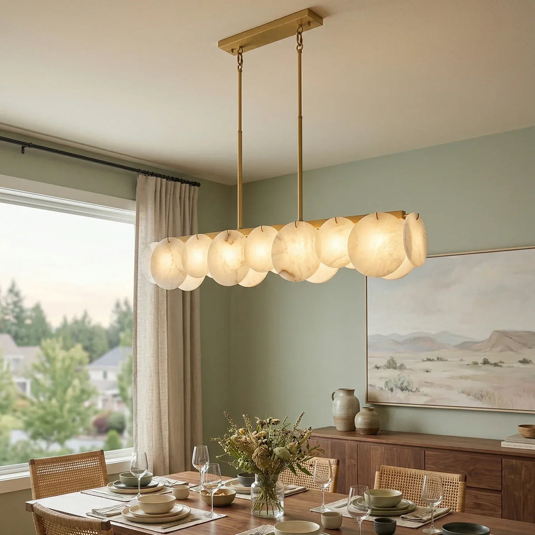 Modern Alabaster Linear Chandelier