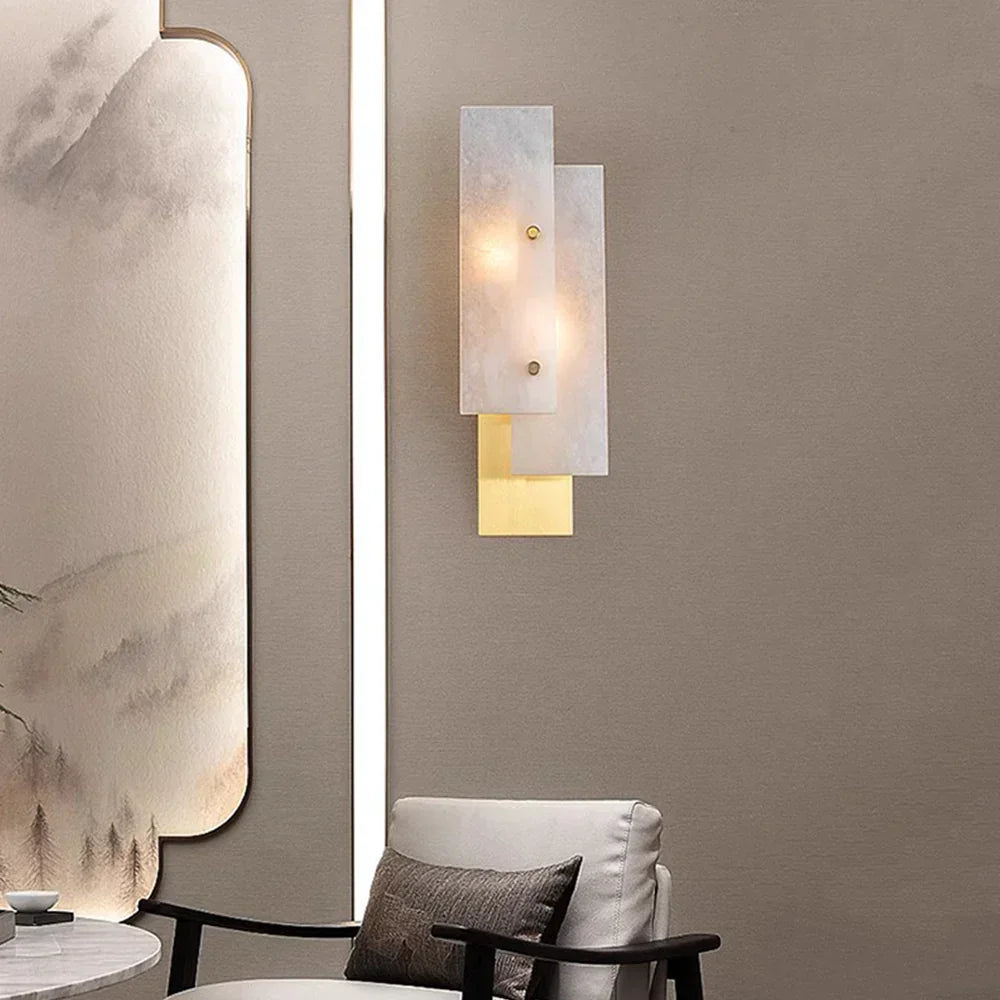 Modern Alabaster Rectangle Wall Lamp - view 2 | Woorglamp