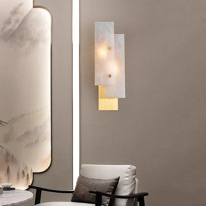 Modern Alabaster Rectangle Wall Lamp - view 2 | Woorglamp