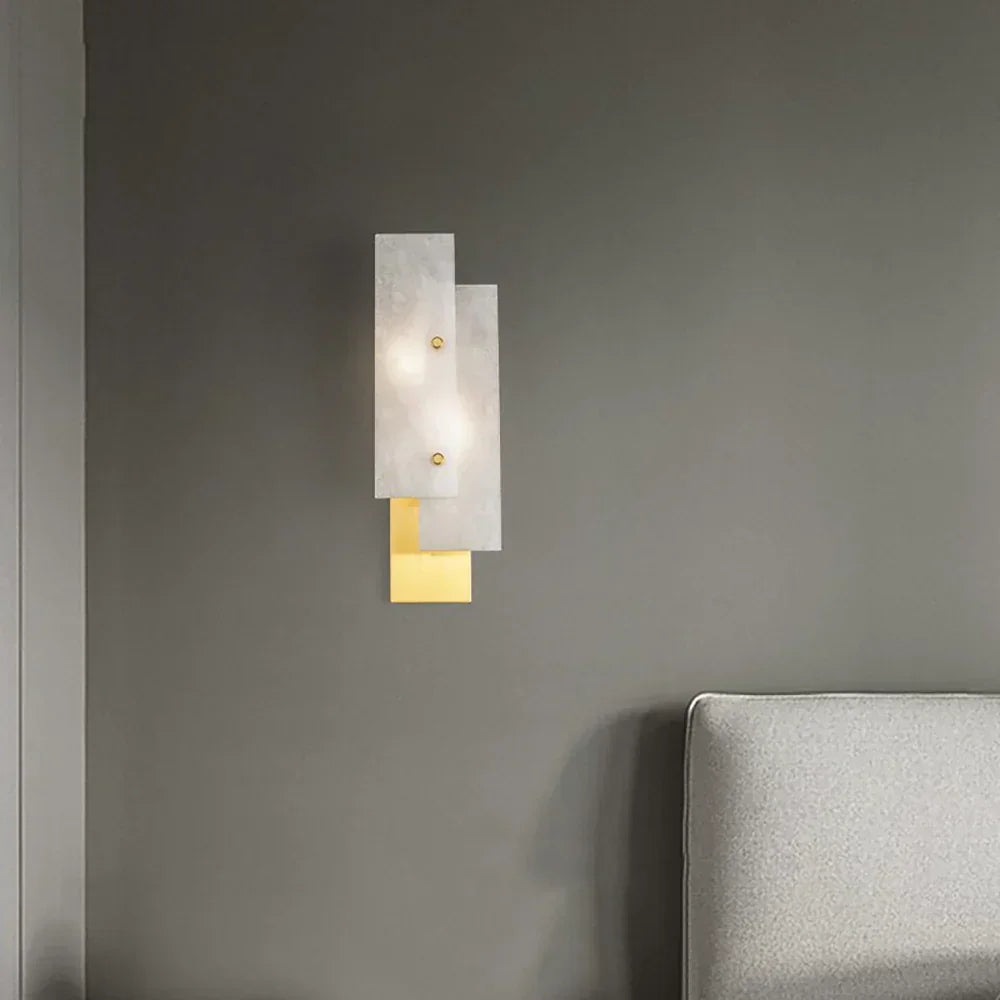 Modern Alabaster Rectangle Wall Lamp - view 5 | Woorglamp