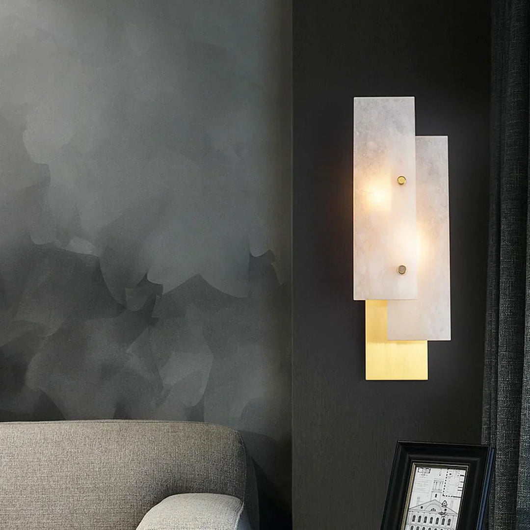 Modern Alabaster Rectangle Wall Lamp - view 6 | Woorglamp