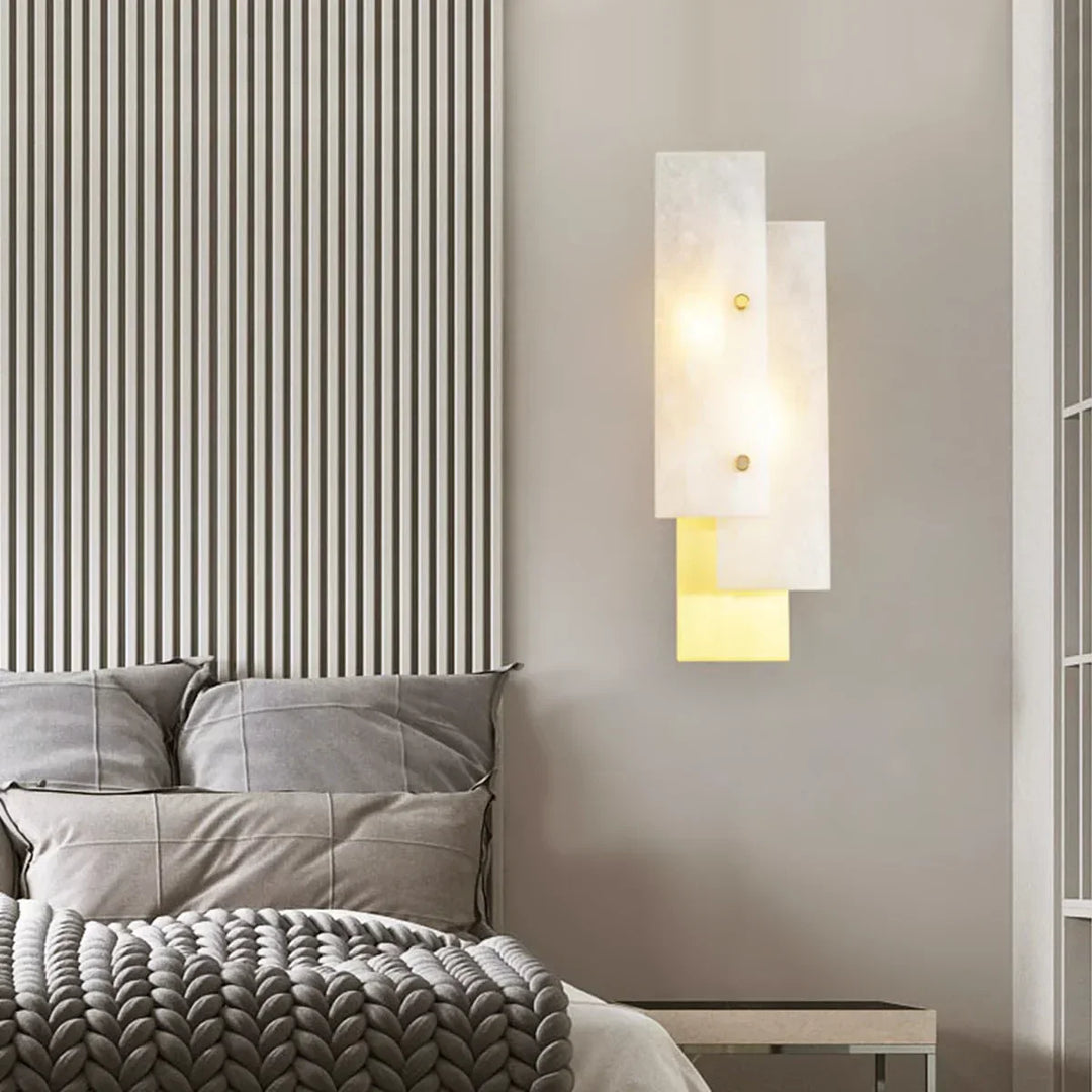 Modern Alabaster Rectangle Wall Lamp - view 4 | Woorglamp