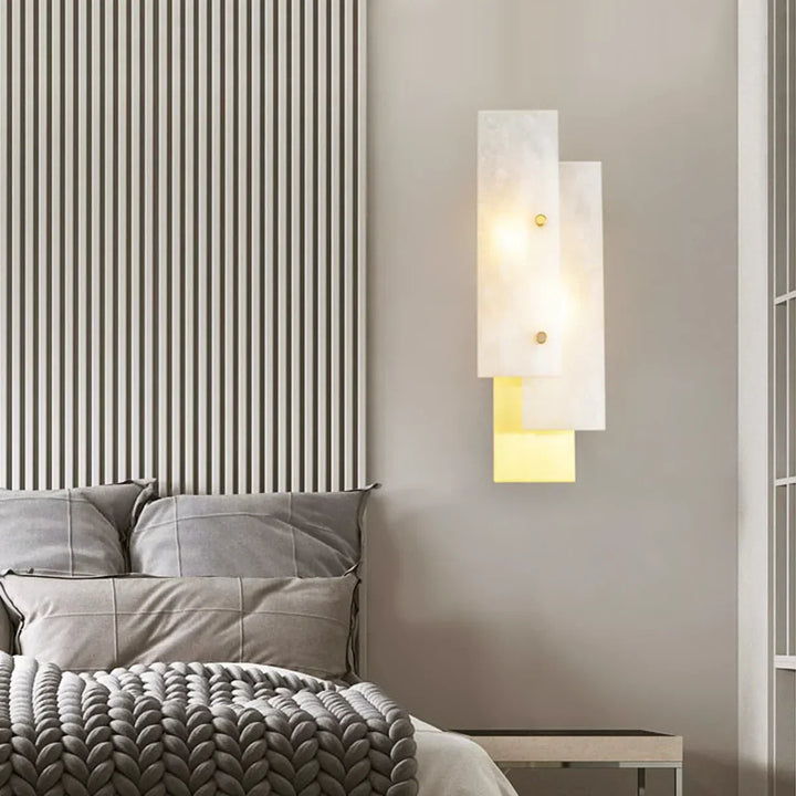 Modern Alabaster Rectangle Wall Lamp - view 4 | Woorglamp