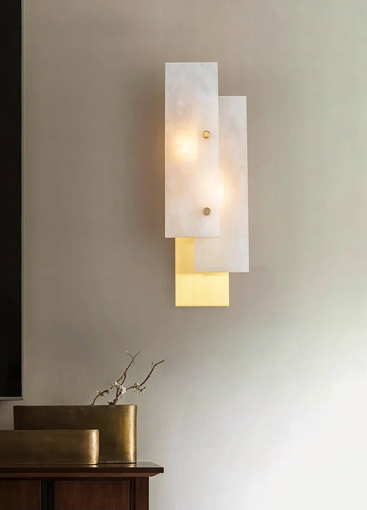 Modern Alabaster Rectangle Wall Lamp - view 3 | Woorglamp