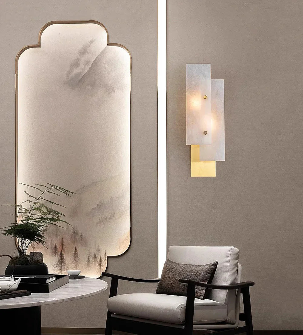 Modern Alabaster Rectangle Wall Lamp - view 7 | Woorglamp