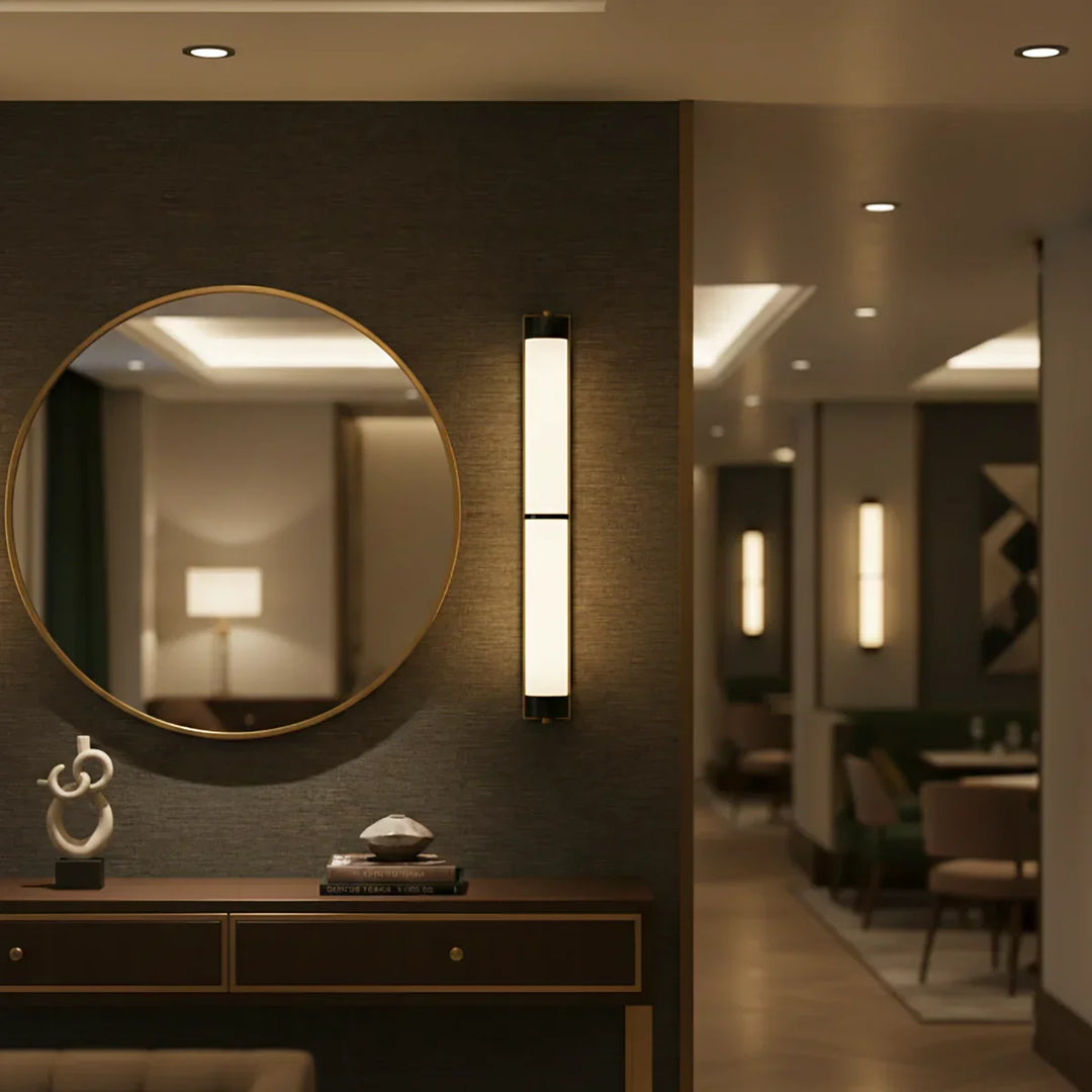 Cylindra Alabaster Brass Wall Light