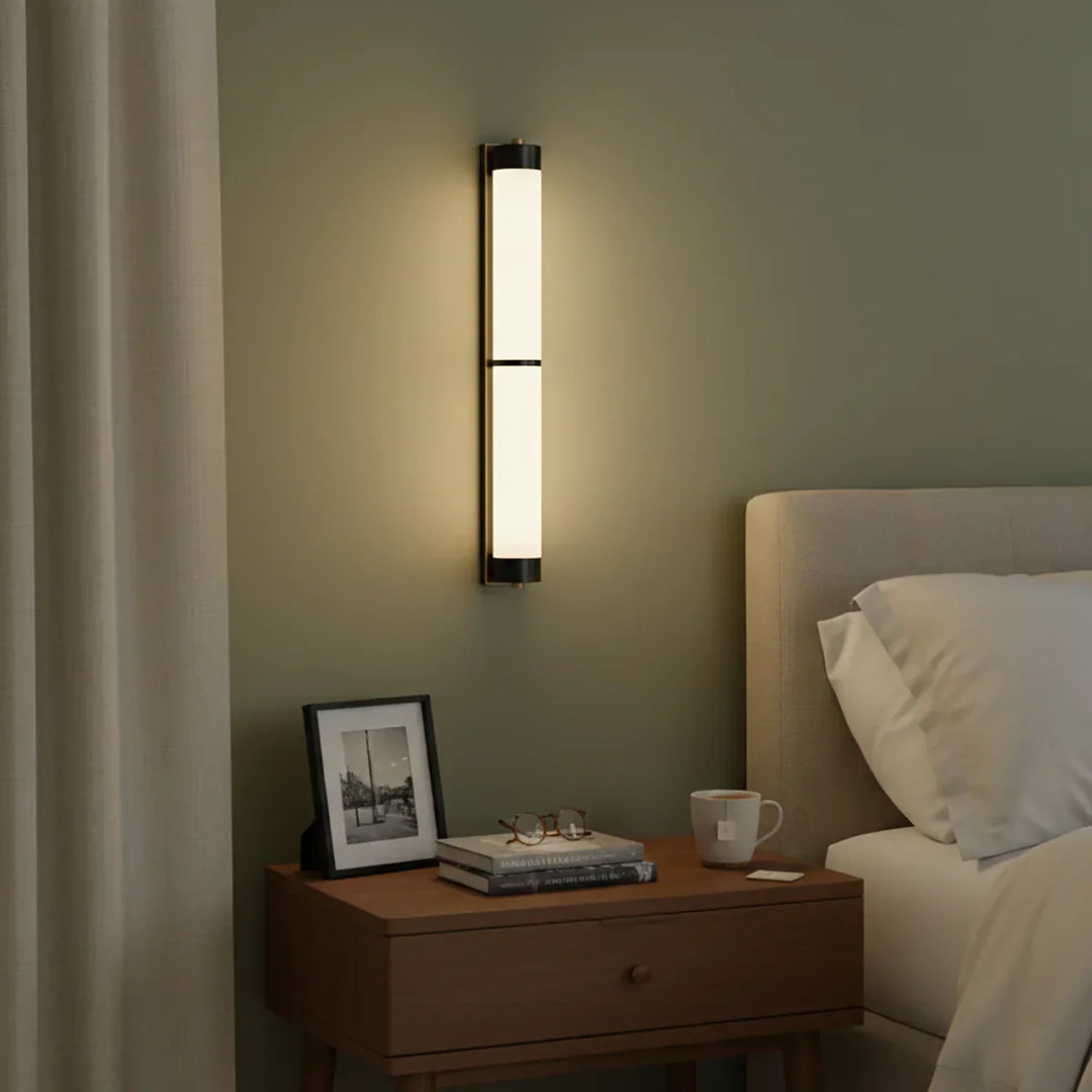 Cylindra Alabaster Brass Wall Light
