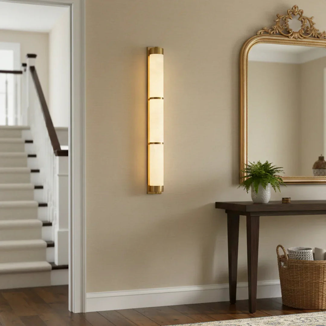 Cylindra Alabaster Brass Wall Light
