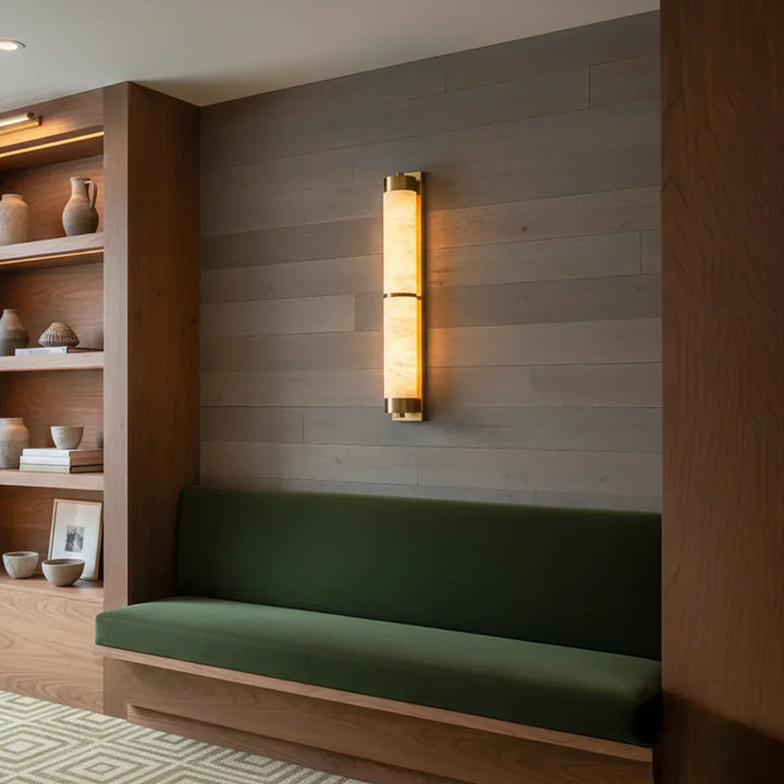 Cylindra Alabaster Brass Wall Light