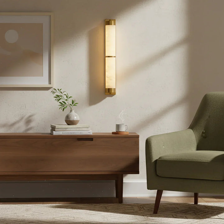 Cylindra Alabaster Brass Wall Light