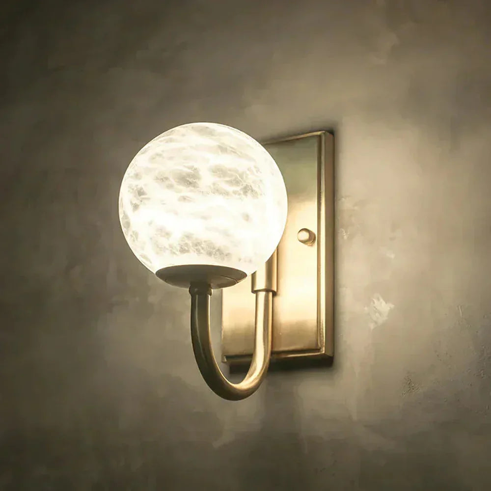 Modern Spherical Alabaster Wall Light