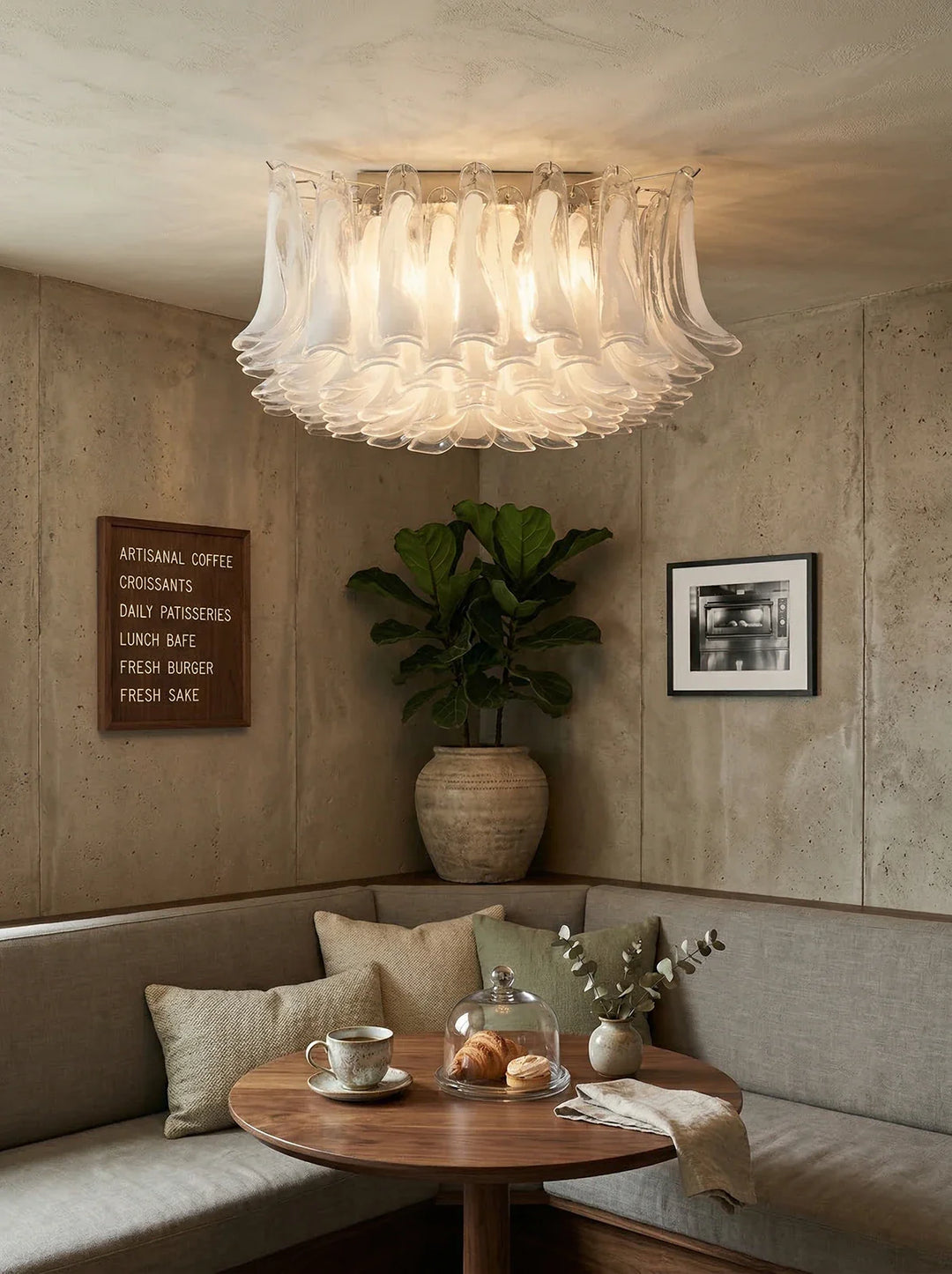 Murano Style Glass Petal Ceiling Light - view 6 | Woorglamp