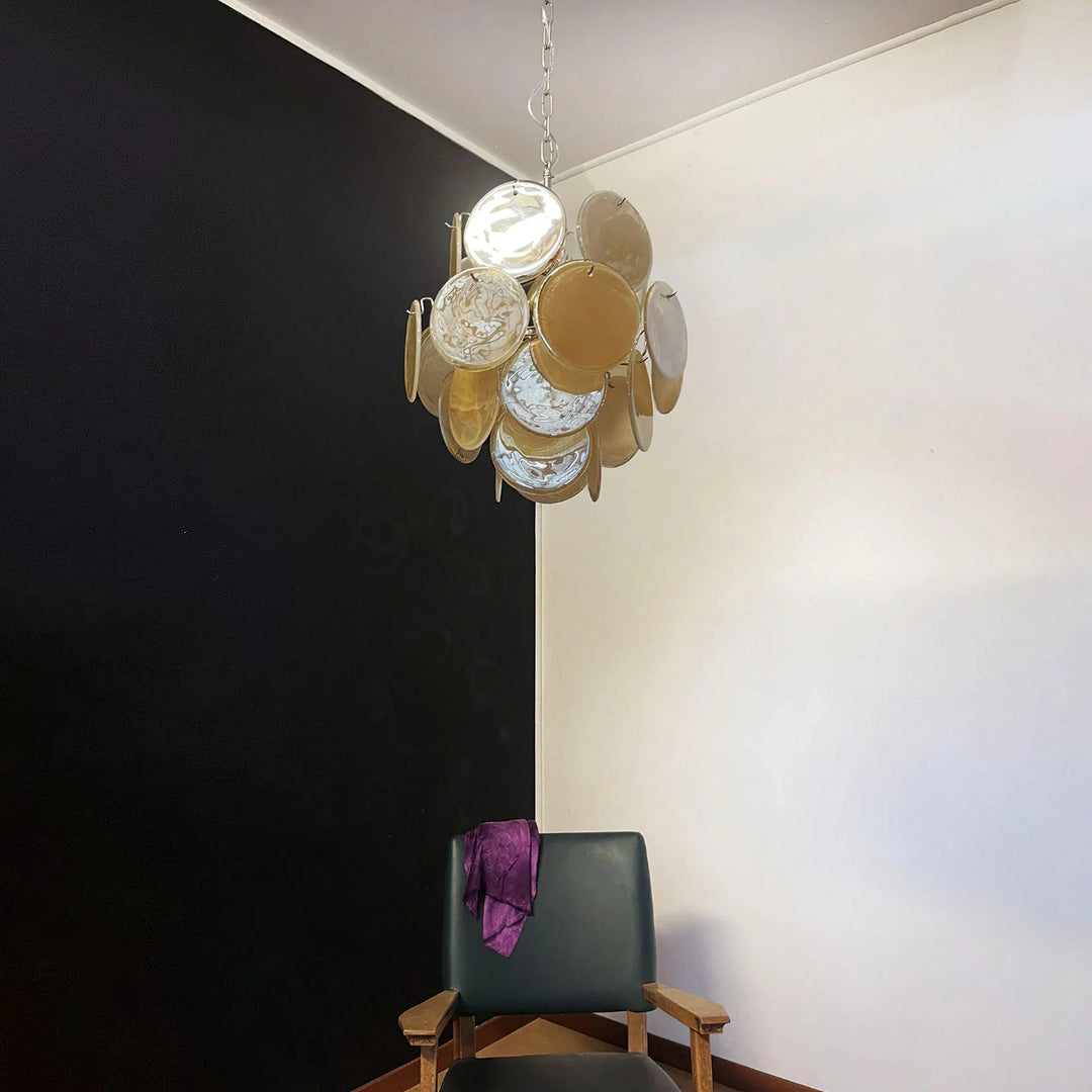 Gold Disc Glass Chandelier