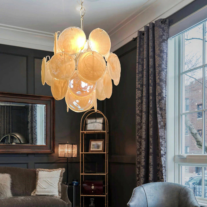 Gold Disc Glass Chandelier
