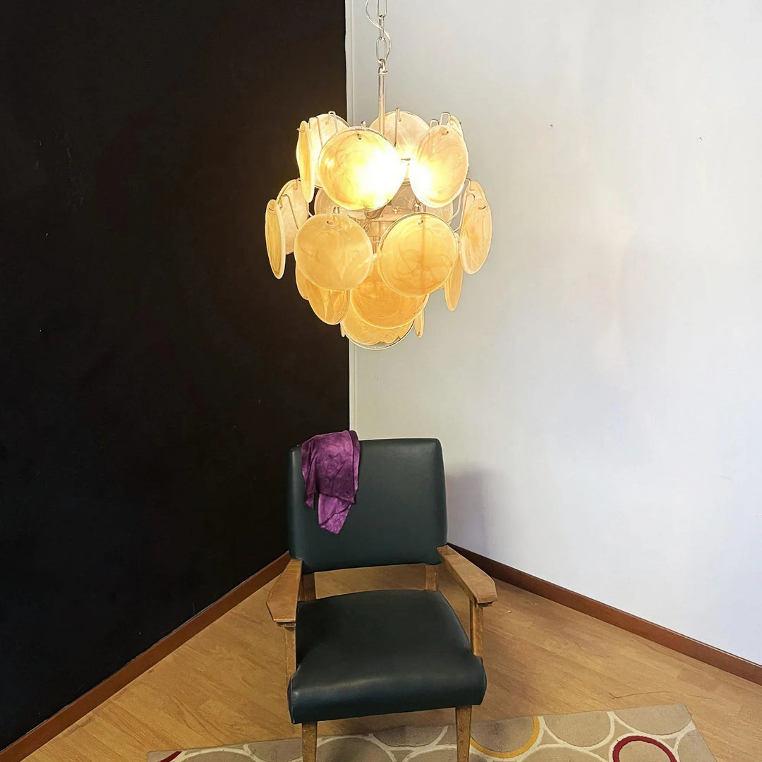 Gold Disc Glass Chandelier