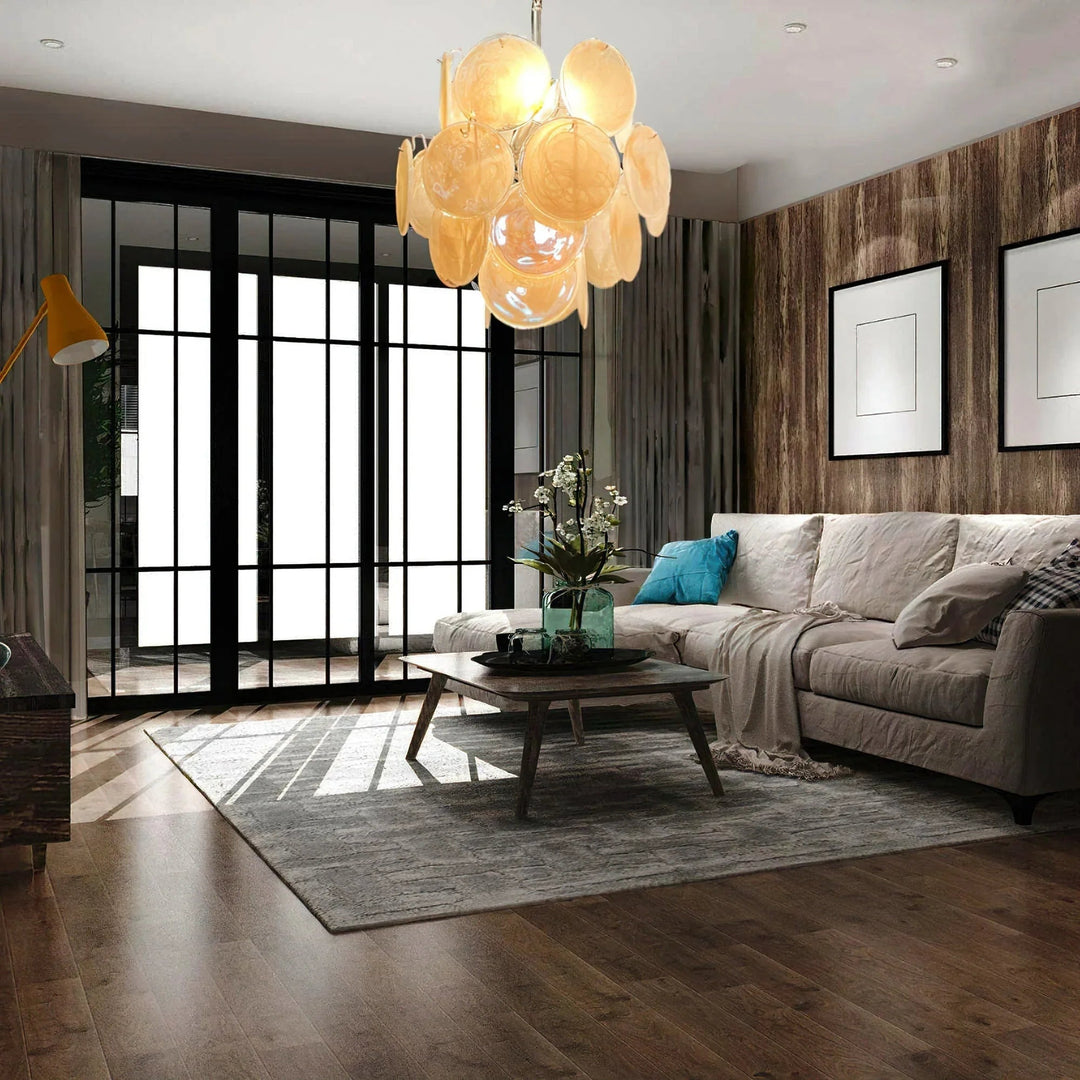 Gold Disc Glass Chandelier