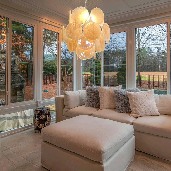 Gold Disc Glass Chandelier